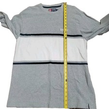 VTG Chaps Ralph Lauren Sweater Mens Large Gray Pullover Stripe Cotton