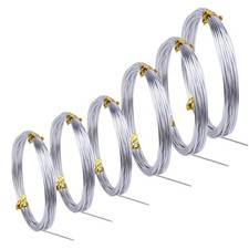 6 Rolls Silvery DIY Craft Art Aluminum Wire, 1mm, 1.5mm, 2mm, 3mm in Diameter