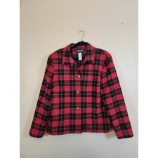 Sag Harbor Womens 18 Red Black Plaid Button Front Blazer Jacket Long Sleeve