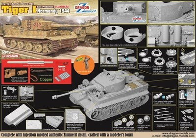 Dragon 6949 1/35 Tiger I Ausf.E Normandy 1944 Late Production w/ Zimmerit Kit