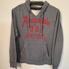 Aeropostale Aero Large Gray Red Spell Out Pullover Hoodie New York Juniors