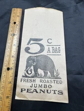 Vintage Jumbo Peanut Bags Elephant Fresh Roasted Unused Lot of 8 Free Shipping