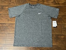 Nike Swim Dri-Fit Men's Crew Stretch Gray Performance T-Shirt UPF 40 NWT XL