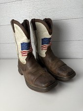 Durango Boys Rebel Distressed Flag Western Cowboy Boot Square Toe Sz 7 M