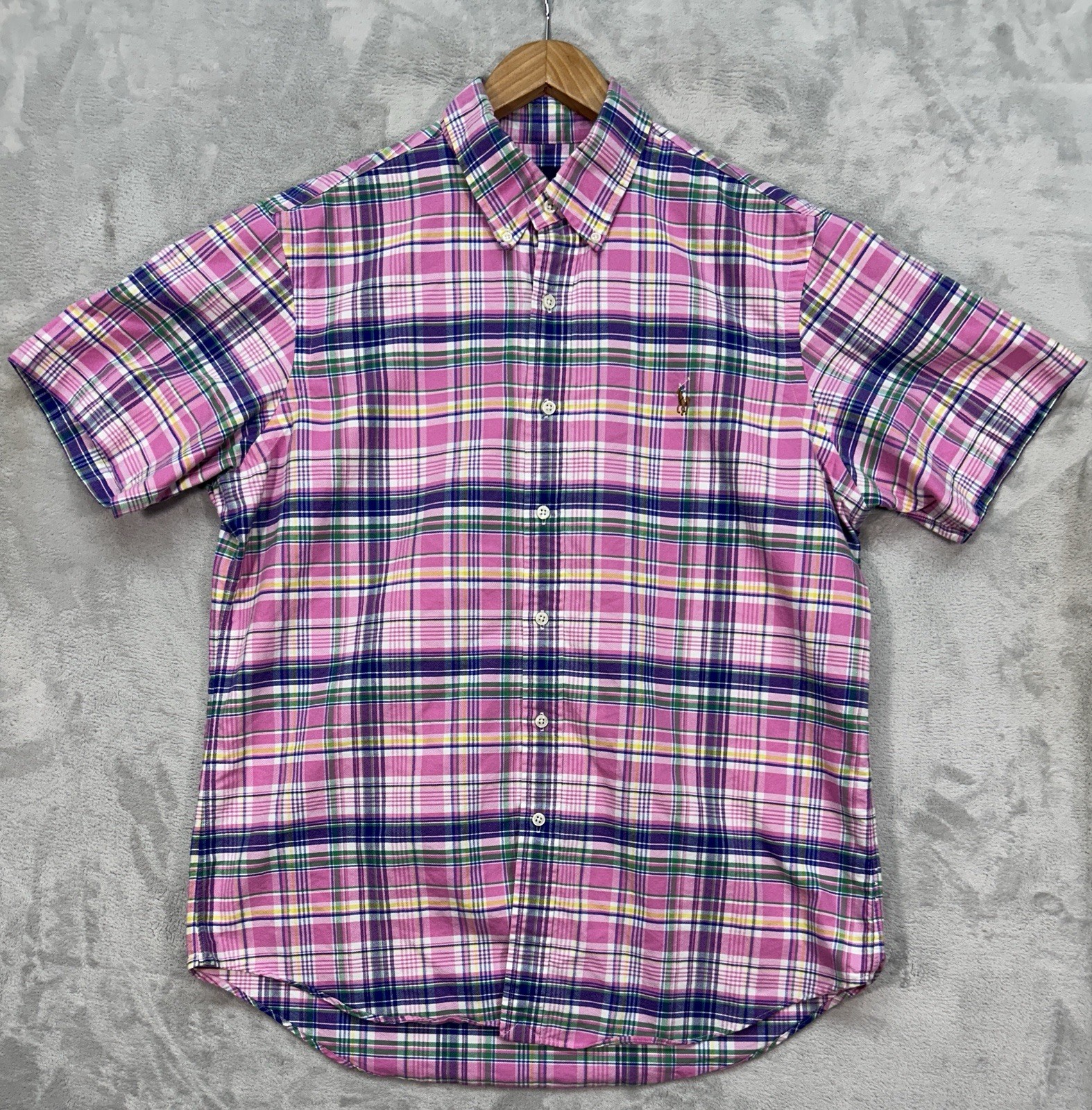 Polo Ralph Lauren camicia abbottonata uomo grande quadri carne pony preppy.