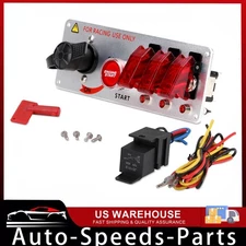 Silver Ignition Switch Panel Engine Start Push Button LED 12V Toggle Racing Car