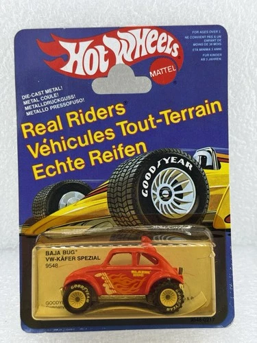 New ListingHot Wheels Vintage Real Rider Red Baja Bug White Hubs Flames  Euro Card