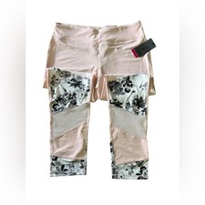 New York Laundry Women's Pink Floral Mesh Leggings - NWT - Size XL