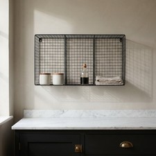60cm Black Metal Wire Wall Shelf Unit Industrial Mesh Storage Display Organiser