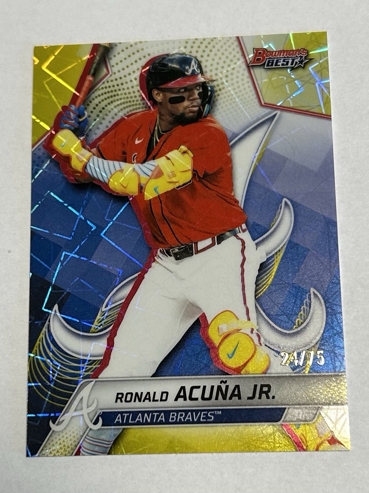 2025 Bowman’s Best Ronald Acuna Jr. #13 Yellow  Lazer Refractor 24/75