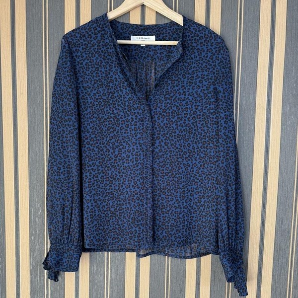 Women L.K. Bennett Shirt Navy Leopard 40 / L / 48