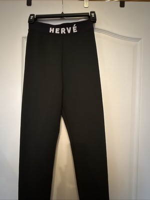 Herve Leger Women's Black Logo Legging Pants High Rise Size S Org $175
