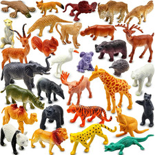 Realistic Mini Wild Zoo Animals Figurines Toys 32 Pcs Gift Set for Education and