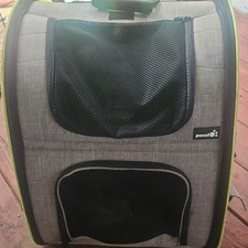 Pecute Soft-Sided Pet Backpack Carrier, Fabric Gray with Mesh Panels
