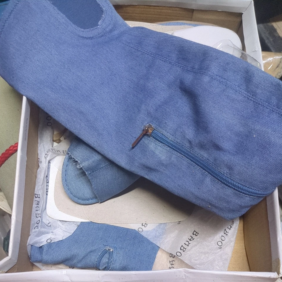 NOVO NA CAIXA Botas Femininas BAMBOO Tamanho 5.5 Jeans Sobre Joelho Alto CURE-09M Biqueira Aberta - Imagem 2 de 3