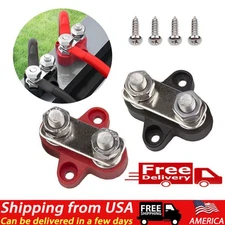 2pcs 1/4" M8 12-48V Bus Bar Terminal Block Power Stud Battery Junction Post USA