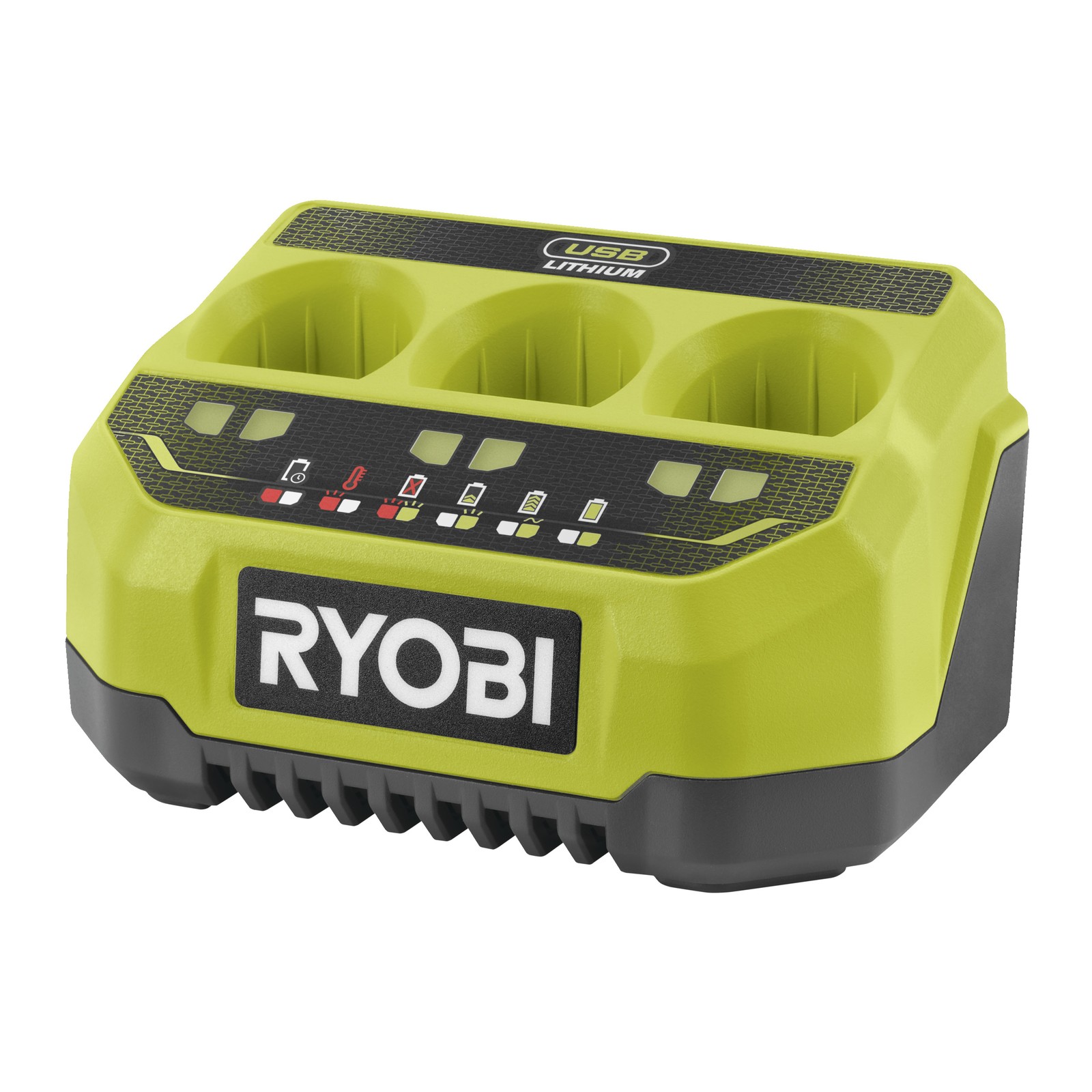 Ryobi RC43P Caricatore 3 Slot 4V USB Lithium - Carica Rapida Sequenziale