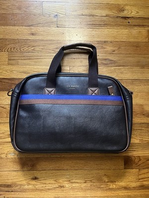 NWT Ted Baker London Men's Leather Document Bag with Shoulder Strap Blue Brown