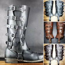 Faux Leather Medieval Gaiters Knight Warrior Armor Boot Covers Spats Christmas