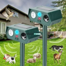 2 Pack Upgraded Solar Ultrasonic Animal Repellent Dog Cat Skunk Deer Raccoon US