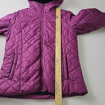 Columbia Women's Hooded Puffer Jacket Fur-lined Size Large Dark