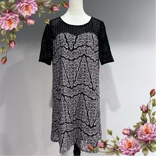Black & Tan Lace w Mesh Shoulders Dress