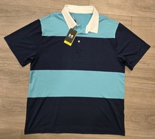 NWT Under Armour Playoff 2.0 Golf Colorblock Polo Shirt Men's 2XL Blue Stretch