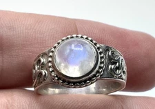 SILPADA R2933 CELESTIAL STERLING SILVER MOONSTONE LADIES BAND RING ~ Sz. 7.25