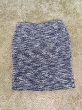 Ann Taylor Womens Tweed Pencil Skirt Size 4 Blue Knee Length Preppy D937