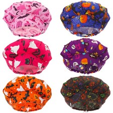 Bouffant Scrub Caps 6 PCS Buttons Adjustable Nurse Working Hats Sweatband Cotton