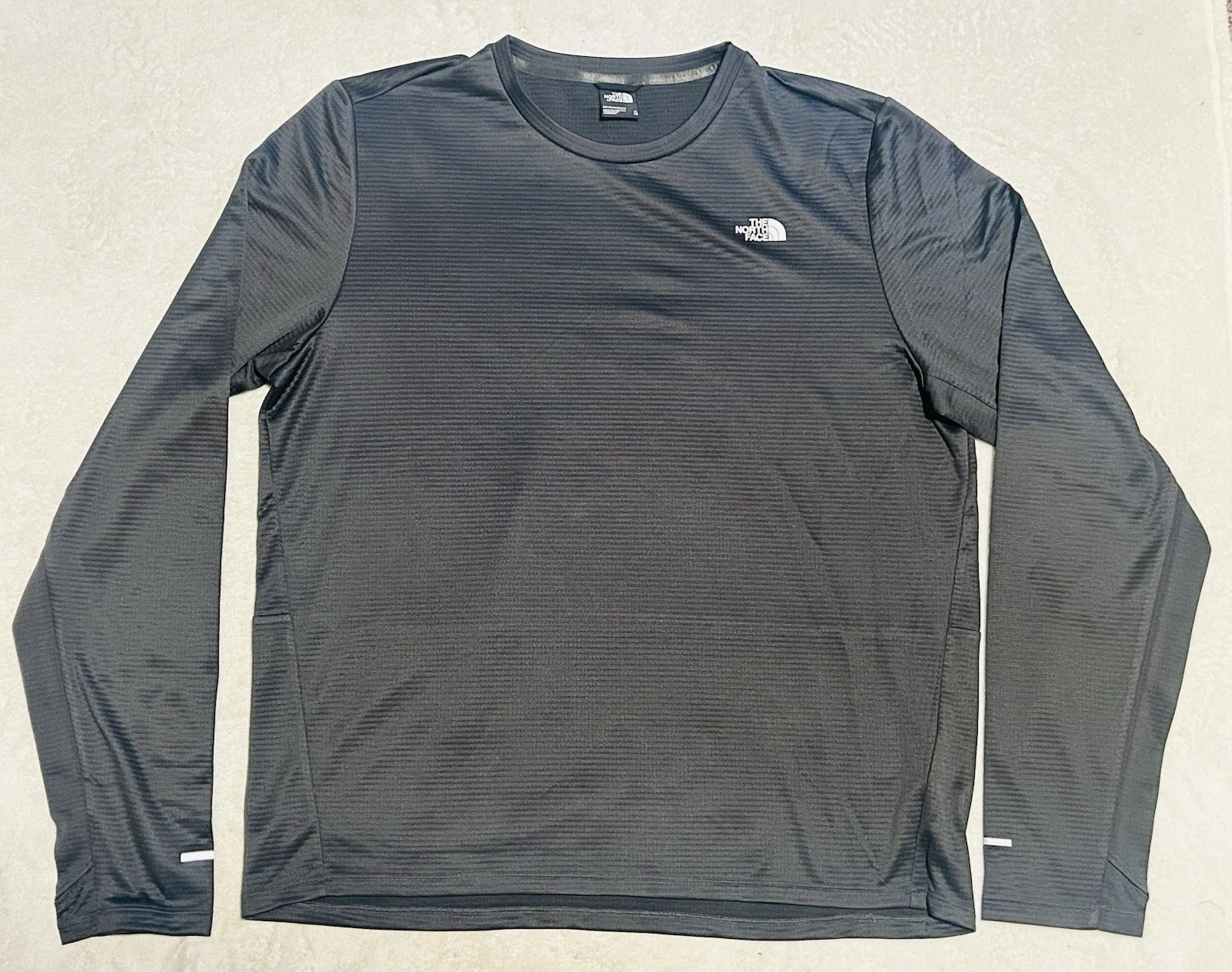 North Face Long Sleeve Performance Shirt Athletic Textured Mens Size XL Gray