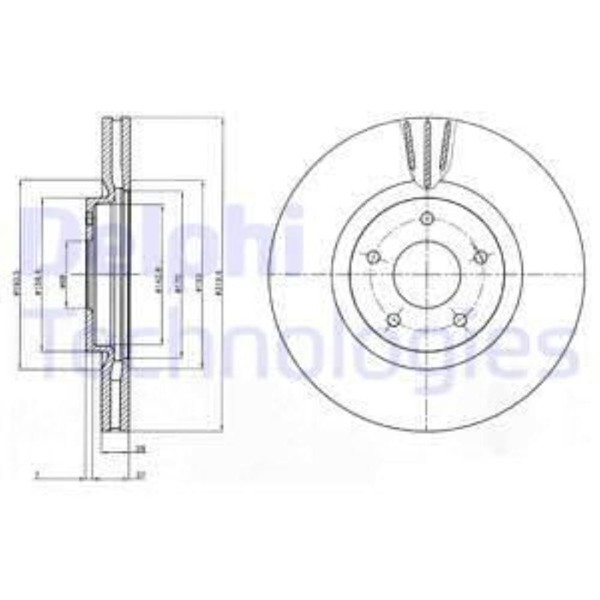 Delphi 2X Bremsscheibe Vorne Ø320Mm BelüFtet FüR Nissan Qashqai +2 I J10 JJ10-image