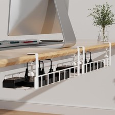 2 Pack Cable Management Under Desk Tray, 31.4" No Drill Under Desk Wire Manageme