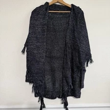 White House Black Market Women 2 Piece Sweater Shawl Blue Silver Small Detachabl