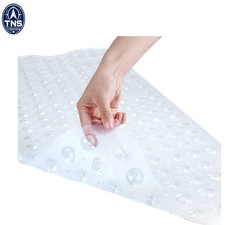 Bath Shower Safety Mat 40x16 inch Non Slip Vinyl Suction Cups Drain Holes
