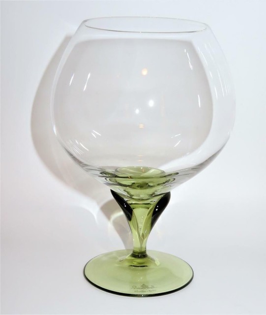 Rosenthal Crystal PAPYRUS, Green Tulip Stem Brandy Snifter or Glass, 6