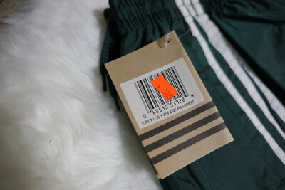 NWT Rare Adidas Vintage Nylon Forest Green Track Pants Youth