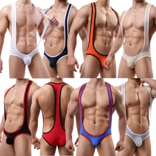 Smooth Mens Wrestling Singlet Briefs Underwear Jumpsuit Fitness Leotard Bodysuit