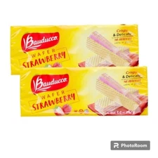 Bauducco Wafers STRAWBERRY Crispy Delicate Cookies Indulgent Decadent 5 Oz. 2 Pk