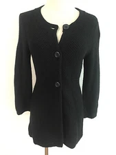 Ann Taylor Long Flared Cardigan Sweater Black Angora Blend Size S