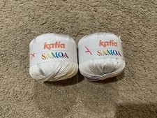 Katia Spain Samoa Yarn Lot Of 2 Skeins Color 7609 White Silver 104 Yds Each New
