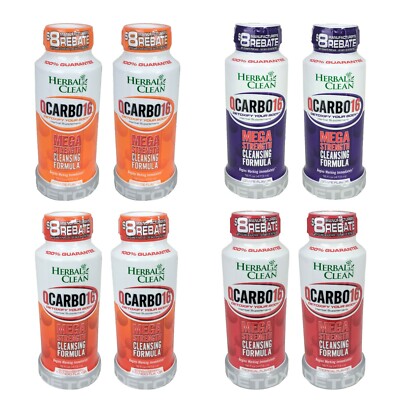 2-Pack Herbal Clean Qcarbo16 Mega Strength Cleansing Detox, 16oz, YOU CHOOSE