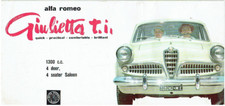 Alfa Romeo Giulietta Ti Type 750 1300 Saloon Sept 1957 Factory Sales Brochure Alfa Romeo Giulietta Ti Type 750 1300 Saloon Sept 1957 Factory Sales Brochure