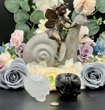 Natural Clear Quartz & Smoky Quartz Skull Bowls L@@K Free ship & Gift