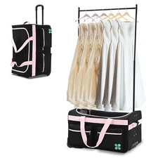 Wheeled Dance Bag With Garment Rack Collapsible Travel Bag Rolling Garment Rack