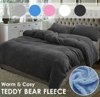 Super Warm Teddy Bear Fleece Thermal Quilt Doona Duvet Cover Set All Size Winter