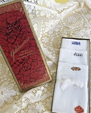 Vintage Goldenweve Handkerchiefs Set of 3 Fine Woven Embroidered in Box