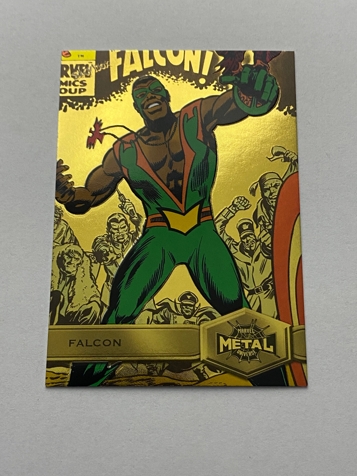 2021 Marvel Metal Universe Spider-Man Light FX Gold High #126 Falcon