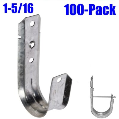 100 Pack J Hook 1-5/16'' Steel Wall Mount Hang Network Ethernet Cable Management