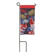 Fireworks Patriotic Mini Garden Flag w/Stake, July 4th, Red White  Blue
